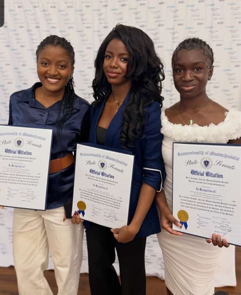 Three young published authors with their Massachusetts State Senate Official Citations.